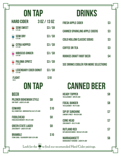 Drinks Menu