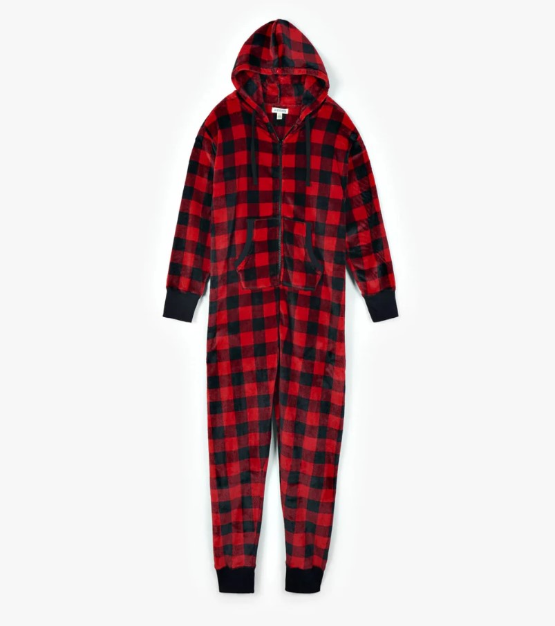 Buffalo Plaid Fleece Onesie (Adult) โ Cold Hollow Cider Mill