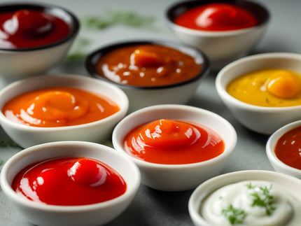 Small bowls of condiments