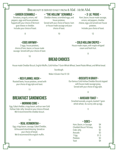 Breakfast Menu