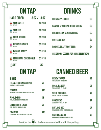 Drinks Menu